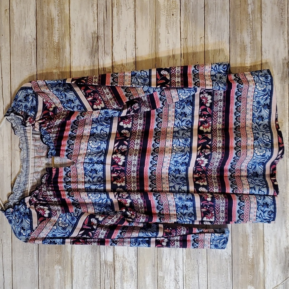 Kim Rogers Patterned Striped Blouse/Tunic  sz L